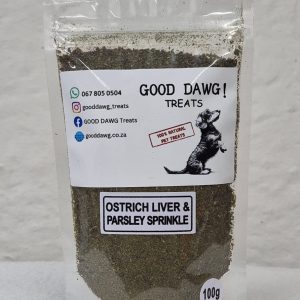 Ostrich-liver-parsley-sprinkle-in-heat-sealed-ziplock-pouch